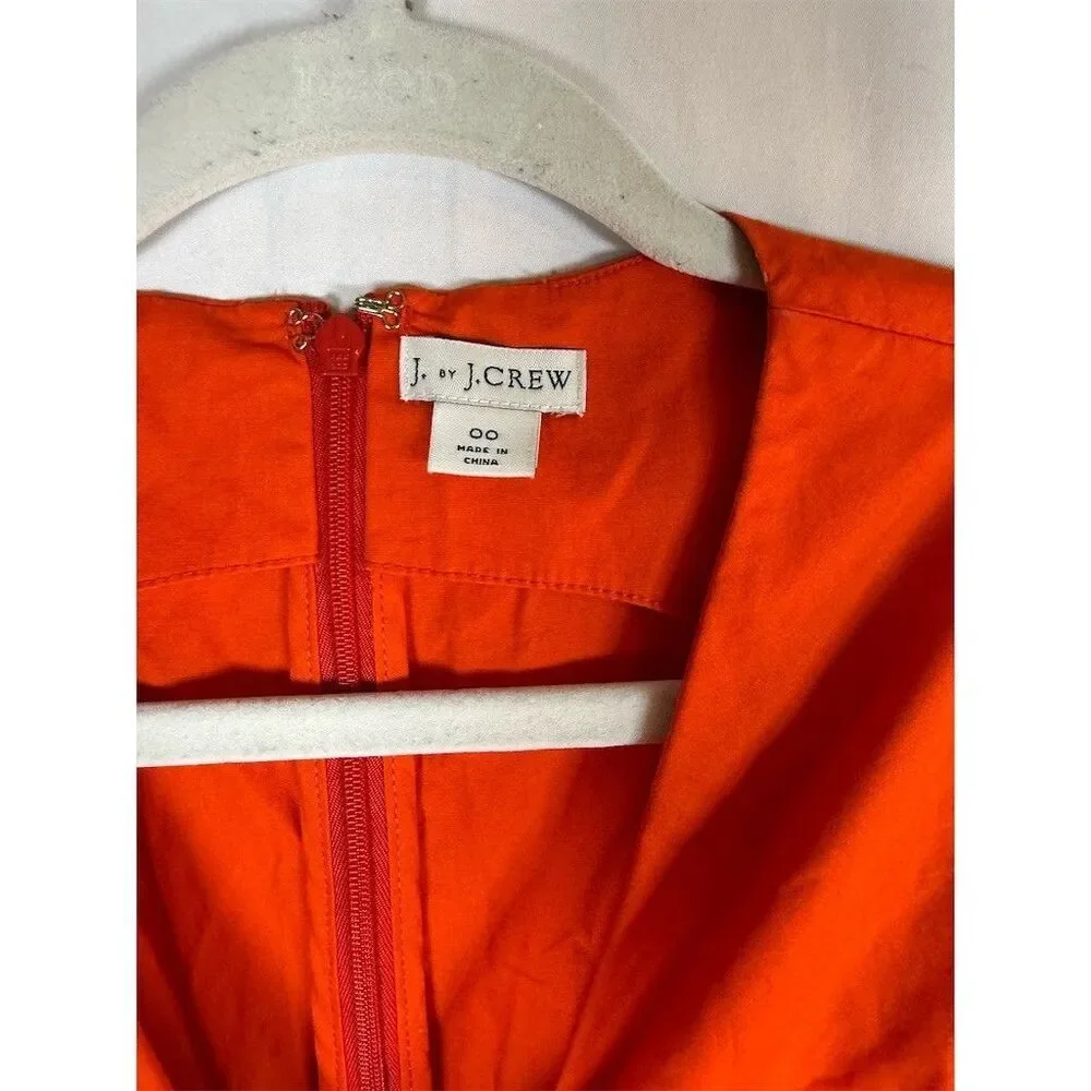 J. by J.Crew Dress Womens Size 00 Orange Sleeveless Wrap Midi Tie Waist